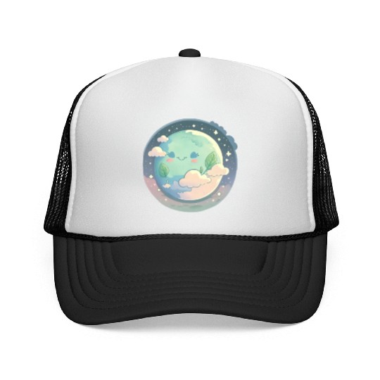 Earth Happy Cute Space Science Planet Environment Trucker Caps