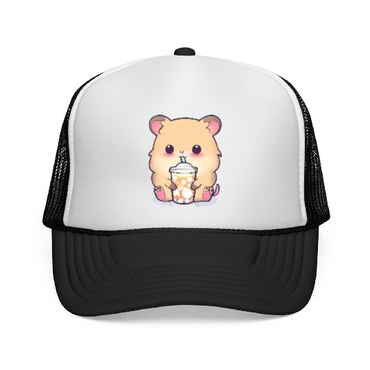 Kawaii hamster with bubble tea Trucker Caps