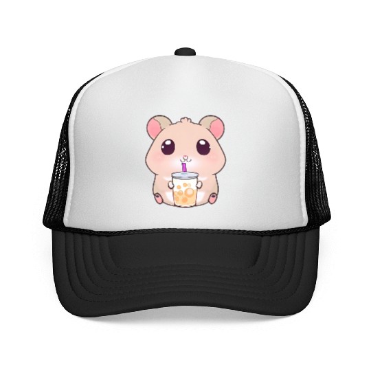 Kawaii hamster with bubble tea Trucker Caps