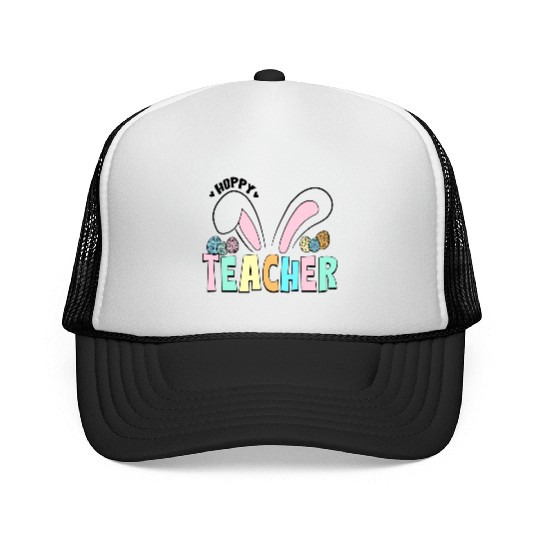 Cute Easter Hoppy Teacher Bunny Ears Trucker Caps