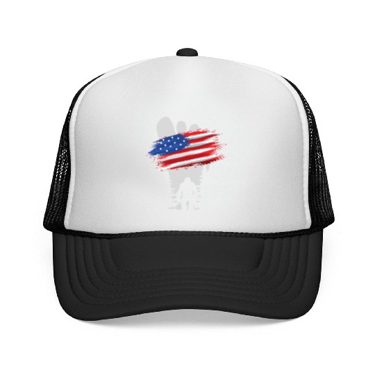 Bigfoot 4th July b Trucker Caps
