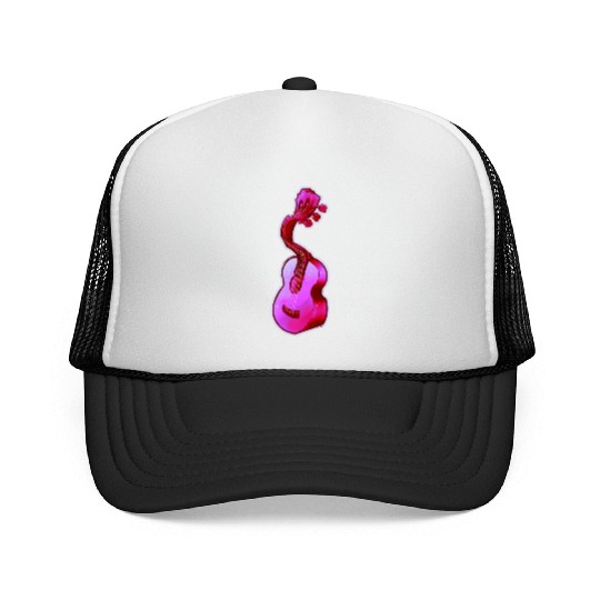 Psychedelic Pink Acoustic Guitar Trucker Caps