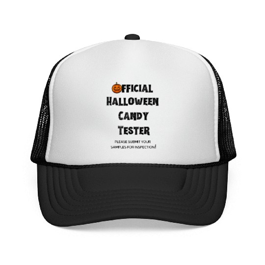 Official Halloween Candy Tester Orange And Yellow Trucker Caps
