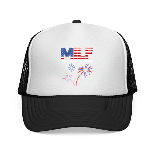 MILF Man I Love Fireworks Funny American Patriotic Trucker Caps