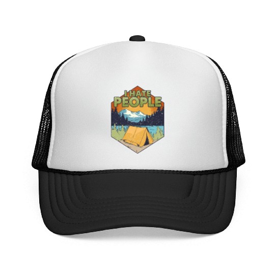 Cute Funny I Hate People Camping In Nature Pun Trucker Caps