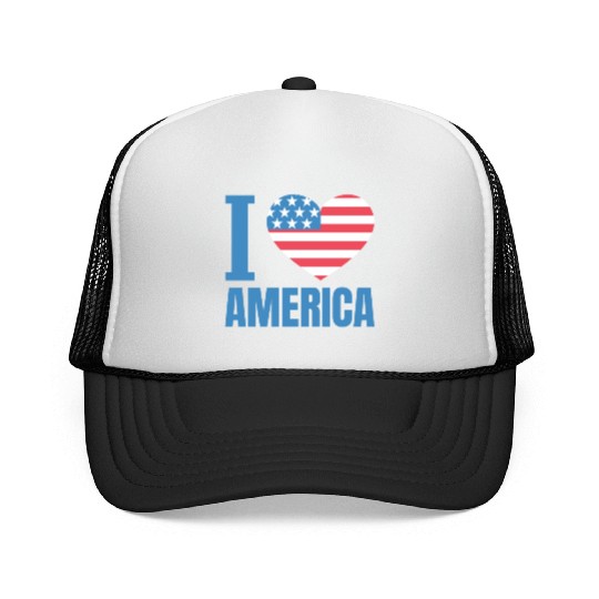 I Love America Trucker Caps