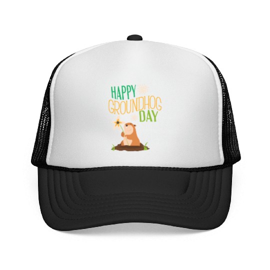 Groundhog Day 2021 Happy Ground Hog Trucker Caps