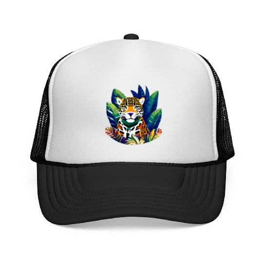 Jaguar in the Tropics Trucker Caps