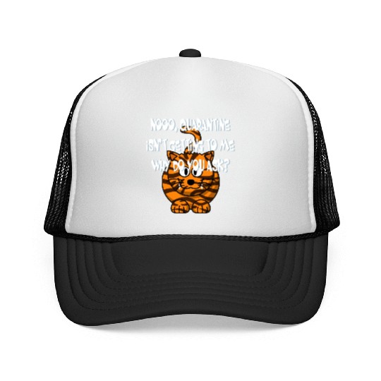 Crazy Cat Social Distancing Face Mask Funny Trucker Caps