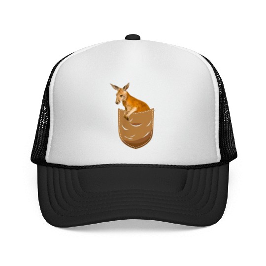 Kangaroo In Pocket Funny Animal Lover Trucker Caps