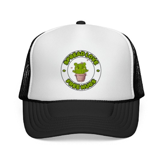 Spread Love Free Hugs Funny Cactus in a Pot Trucker Caps