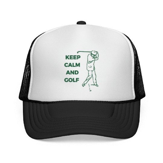 Keep calm and golf Trucker Caps