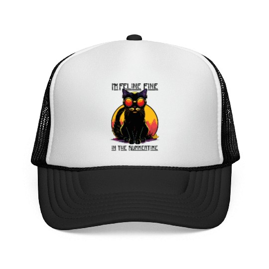 FELINE Fine | Cat Lover Summer Animal Beach Party Trucker Caps