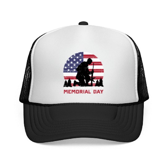 Honor The Fallen Heroes Memorial Day Us Flag Trucker Caps