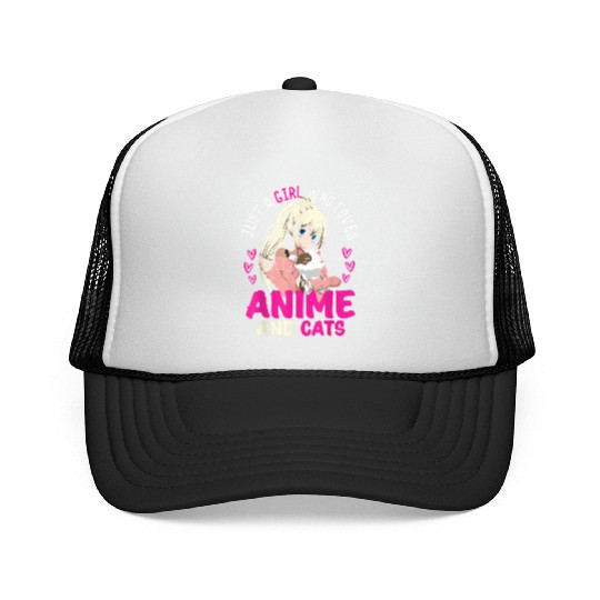 Anime Otaku Cats Japanese Anime Girl Kawaii Cat Trucker Caps