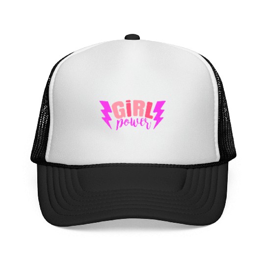 Preppy Room Decor Girl Power Quote With Lightning Trucker Caps