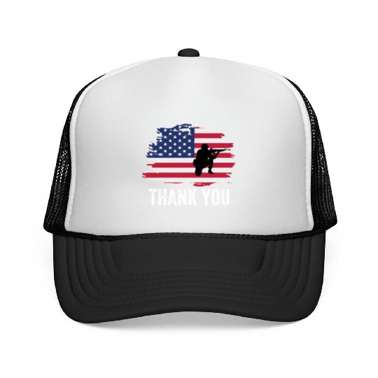 Thank You Us Flag Memorial Day Trucker Caps