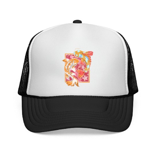 Sakura fish farmer gift Japan Koi carp Trucker Caps