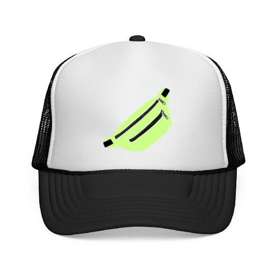 Lime Green Fanny Pack Illustration Trucker Caps