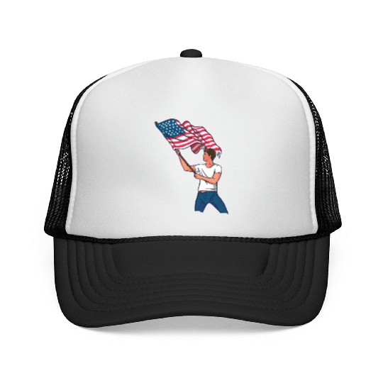 Waving Usa Flag Trucker Caps