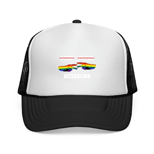 Rock Paper Scissors Funny Lesbian Pride LGBT Cool Trucker Caps