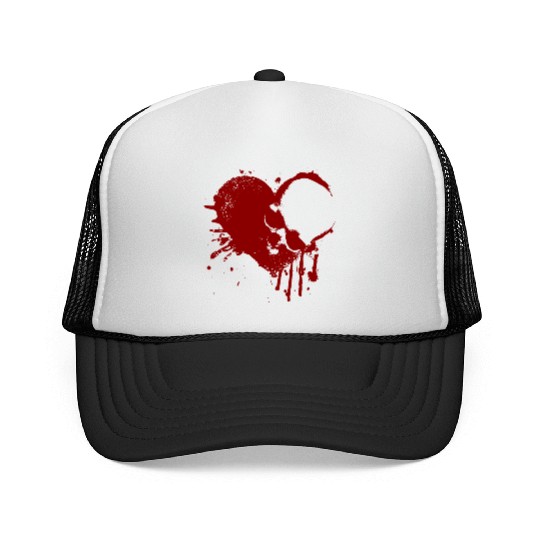 skull heart love Trucker Caps