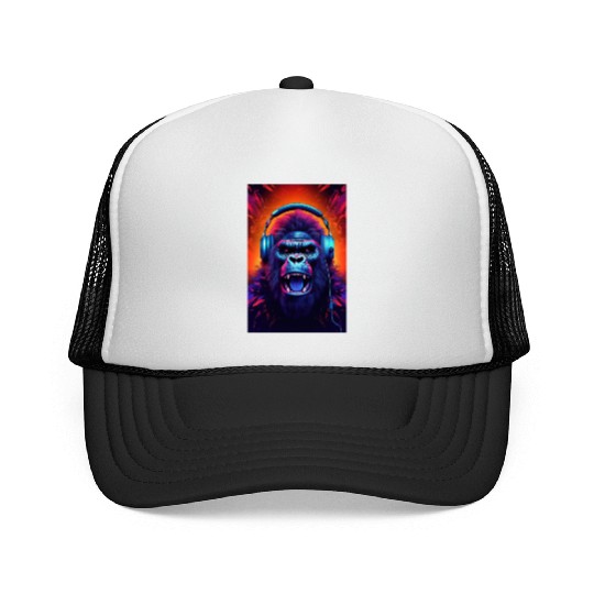 Gorilla Headphones music art Trucker Caps