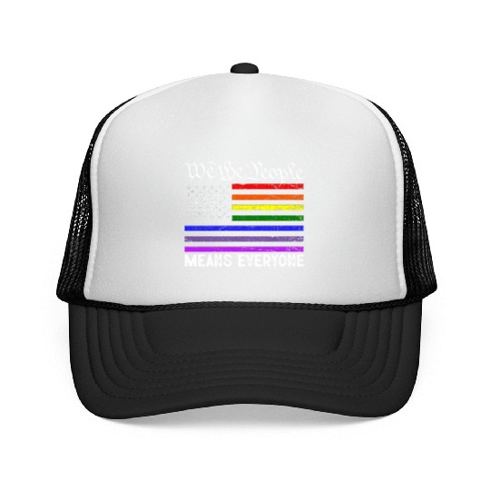We The People Means Everyone Gay Pride LGBT Flag Trucker Caps