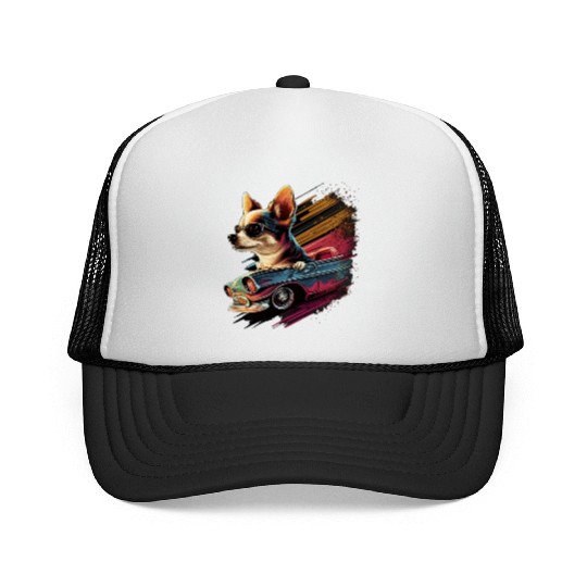 Chihuahua | Race Racing Car Funny Dog Mechanic Trucker Caps