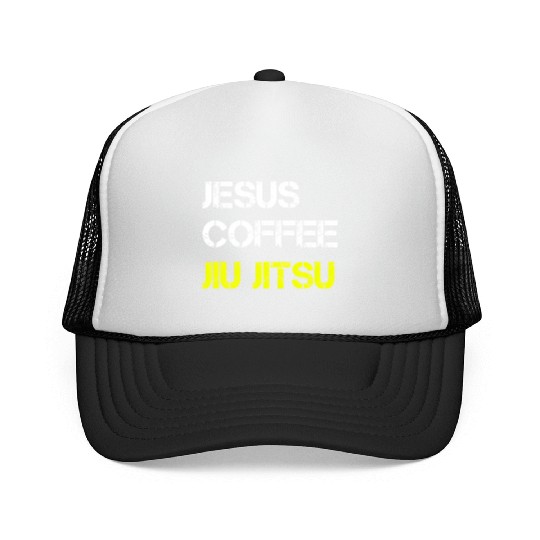 Jesus Coffee Jiu Jitsu Bjj Wrestling Mma Judo Mial Trucker Caps