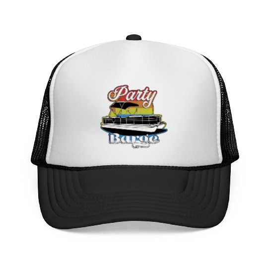 Pontoon Boat Retro Party Barge Lake Life Trucker Caps