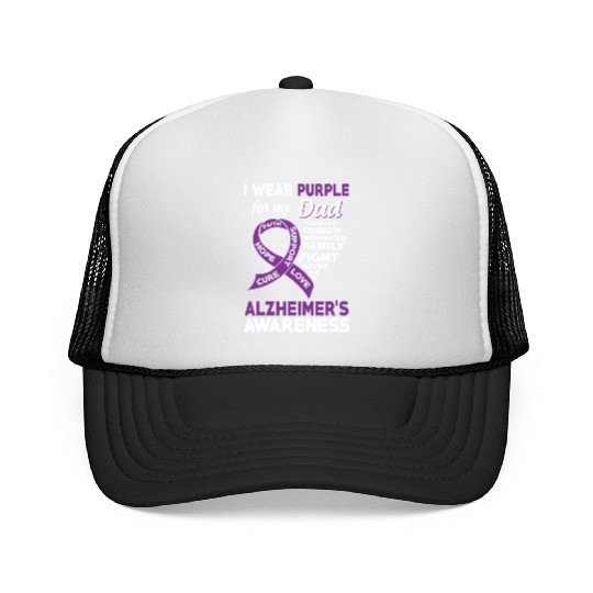 I Wear Purple For My Dad Alzheimer s Awareness Trucker Caps