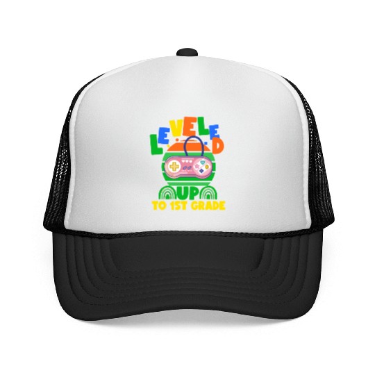 Level up to 1st grade, back to school Trucker Caps