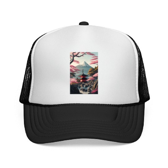 Asia Landscape Serene Mount Fuji Trucker Caps