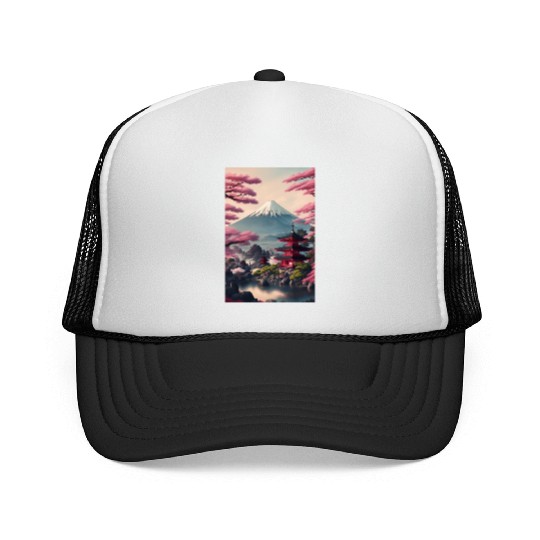 Asia Landscape Serene Mount Fuji Trucker Caps