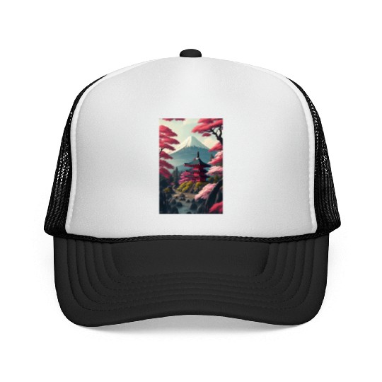 Asia Landscape Serene Mount Fuji Trucker Caps