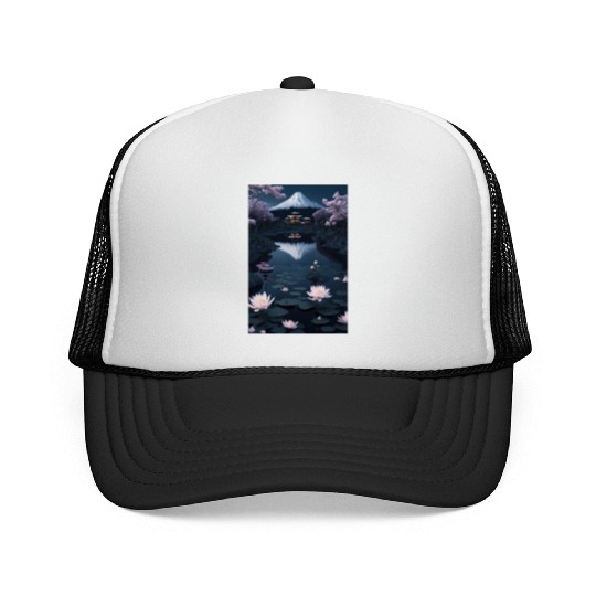 Asia Landscape by night Serene Mount Fuji Trucker Caps