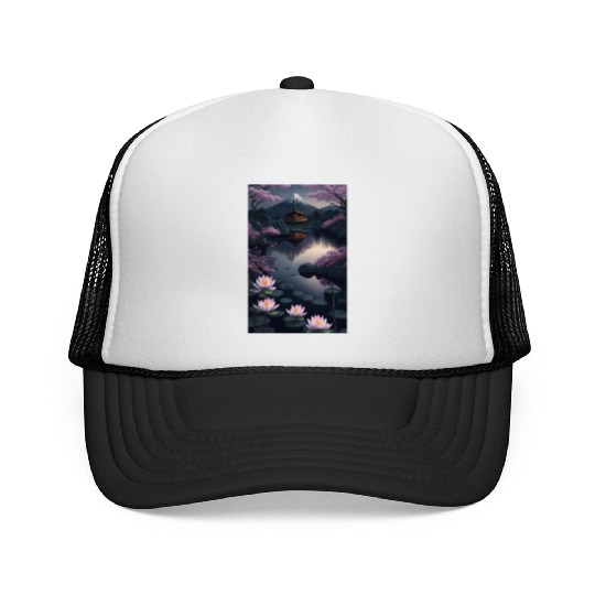 Asia Landscape by night Serene Mount Fuji Trucker Caps