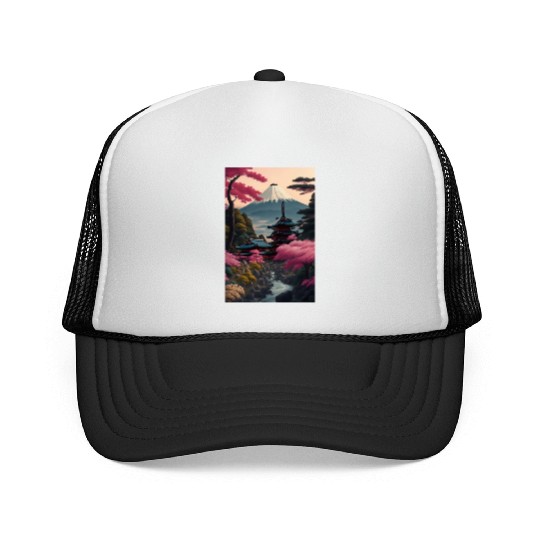 Asia Landscape Serene Mount Fuji Trucker Caps