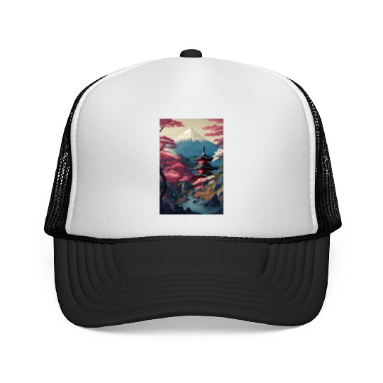Asia Landscape Serene Mount Fuji Trucker Caps