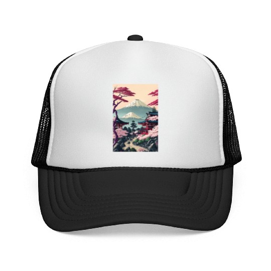 Asia Landscape Serene Mount Fuji Trucker Caps