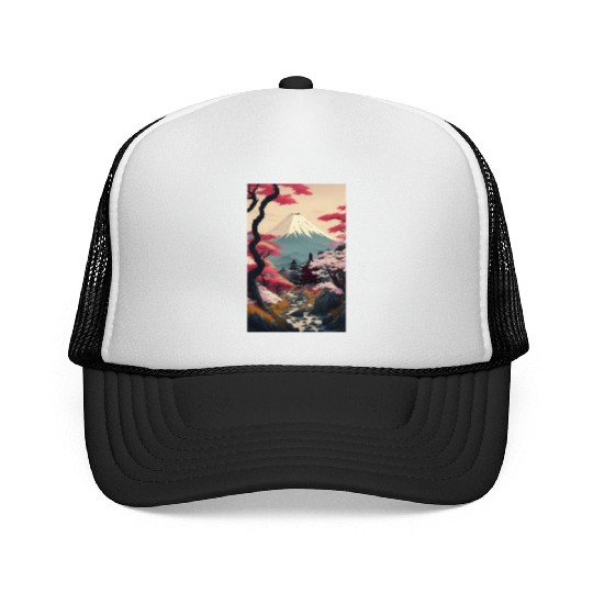 Asia Landscape Serene Mount Fuji Trucker Caps
