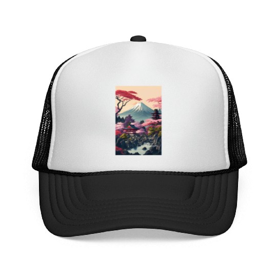 Asia Landscape Serene Mount Fuji Trucker Caps