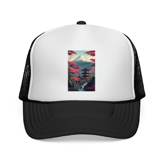 Asia Landscape Serene Mount Fuji Trucker Caps