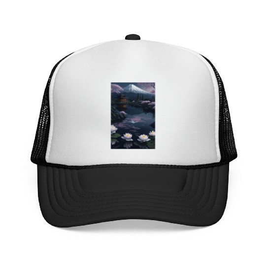 Asia Landscape by night Serene Mount Fuji Trucker Caps