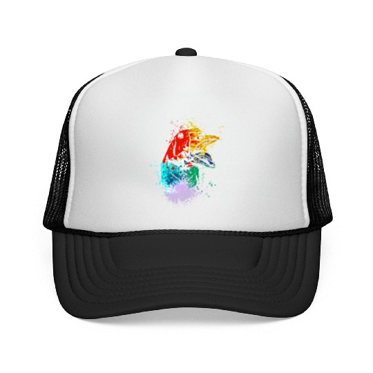 Colorful Splash Art Farm animals goose head Trucker Caps