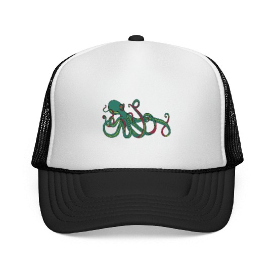 Green Octopus Trucker Caps