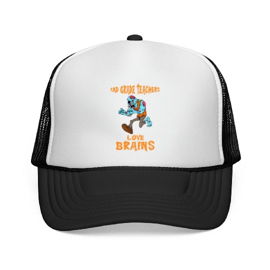 2nd Grade Teachers Love Brains Zombie Teacher Trucker Caps