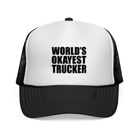 World s Okayest Trucker Grunge Truck Driver Trucker Caps