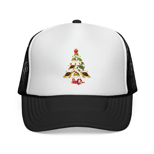 Funny Turtle Christmas Tree Trucker Caps Sea Turtle Lover